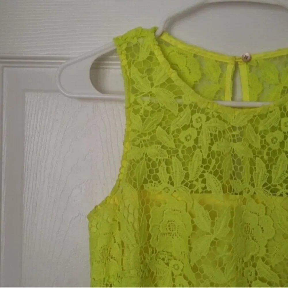 J Crew Collection lace dress bright yellow green size 0 - Picture 5 of 10